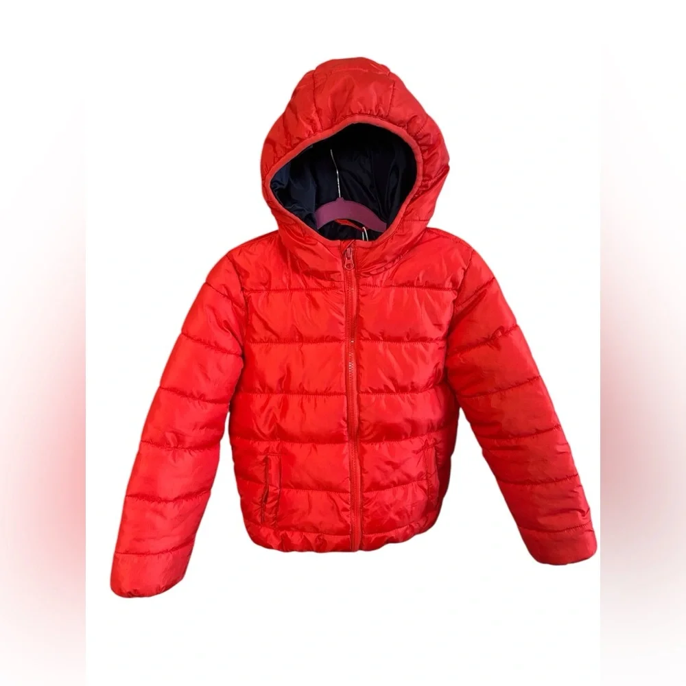 Sinsay Red Hooded Puffer Jacket Lightweight Winter Coat Girls 7-8 128 CM